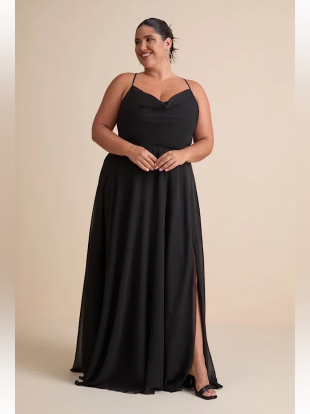 NWT Lulus Romantically Speaking Black Cowl Lace-Up Maxi Dress - Picture 5 of 11
